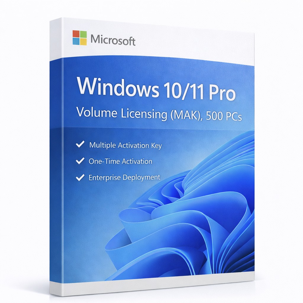 Windows 10 / 11 Pro – Volume Key (500 PCs) Online Activation 